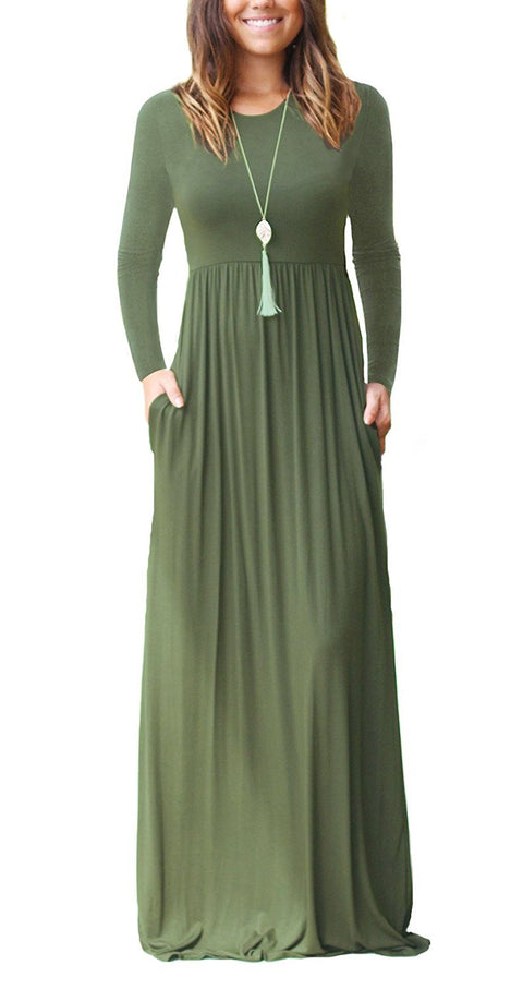 Women Loose Maxi Casual Dresses with Pockets