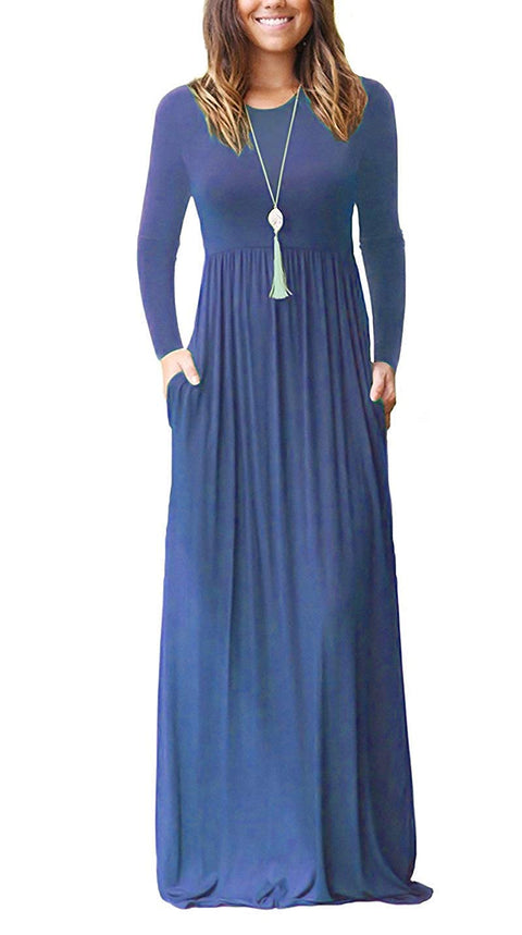 Women Loose Maxi Casual Dresses with Pockets