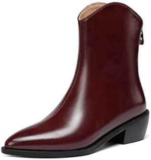 WAYDERNS Women's Zip Pointed Toe Matte Chunky Low Heel Ankle High Knight Boots 2 Inch