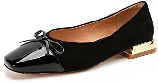 KANGFEINI Classic Comfortable Patent Leather Ladies Kawaii Bow Ballet Flat Shoes Dance