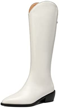 WAYDERNS Women's Matte Pointed Toe Lace Up Chunky Low Heel Knee High Knight Boots 2 Inch