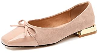 KANGFEINI Classic Comfortable Patent Leather Ladies Kawaii Bow Ballet Flat Shoes Dance