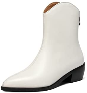 WAYDERNS Women's Zip Pointed Toe Matte Chunky Low Heel Ankle High Knight Boots 2 Inch