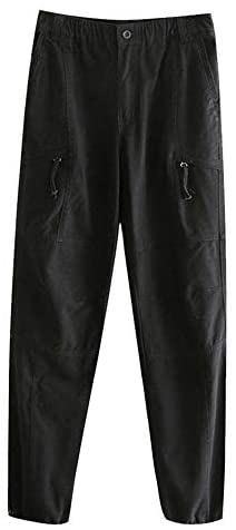 Men's Tapered Leg Elastic Waistband Button Zip Closure Outdoor Jogger Pants