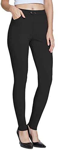 Women's Dress Pants Skinny Stretch Pull On Jeggings Casual Work Office Business Leggings Slim with Pockets