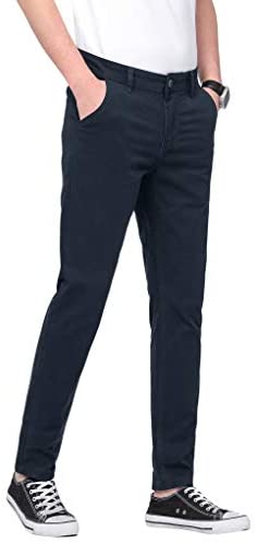 Plaid&Plain Men’s Skinny Khaki Pants Skinny Fit Chinos