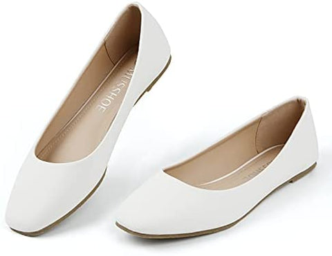 MUSSHOE Flats Shoes Women Comfortable Memory Foam Women's Flats Square Toe Casual Flats for Women Dressy