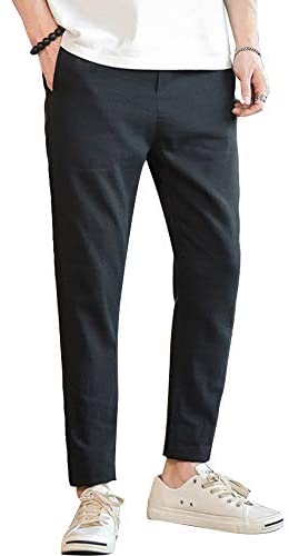 Men's Cotton Linen Casual Slim Straight Leg Pants