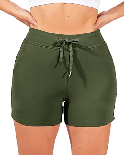 Womens Stretch Running Workout Yoga Shorts Slim Athletic Summer Dolphin Shorts with Pockets