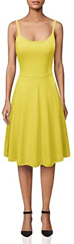 TIMSEM Women's Sleeveless Adjustable Strappy Summer Floral Flared Swing Dress