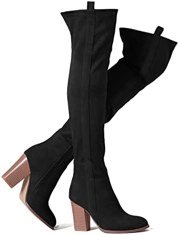 Tale Women's Suede Over The Knee Boots Pointed Toe Stack Block High Heel Comfot Winter Knee High Boots