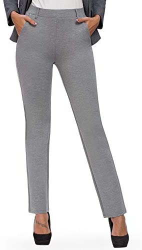 Women’s Bootcut Pull-On Dress Pants Office Business Casual Yoga Work Pants with Key Pocket Straight Leg