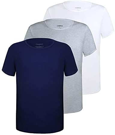 Men's 3-Pack Undershirts Bamboo Rayon Ultra Soft Comfy Crew Neck T-Shirts