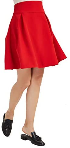 Womens A Line Short Pleated Skirt Back Elastic