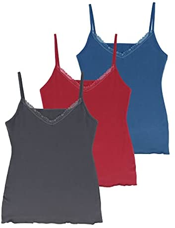 Women's Lace Cotton Lyocell V-Neck Camisole 3-Pack