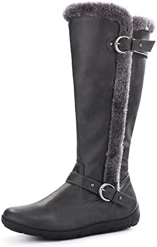 mysoft Women's Winter Knee High Boots Faux Fur Lined Zipper Tall Flat Boots