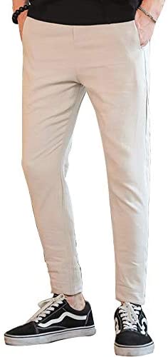 Men's Cotton Linen Casual Slim Straight Leg Pants