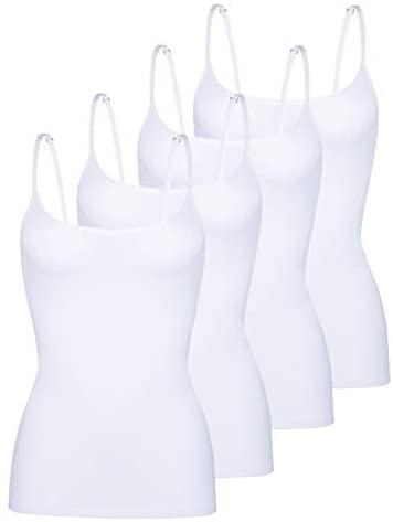 Women's 4-Pack Slim-Fit Camisoles Cotton Adjustable Spaghetti Strap Top Underwear