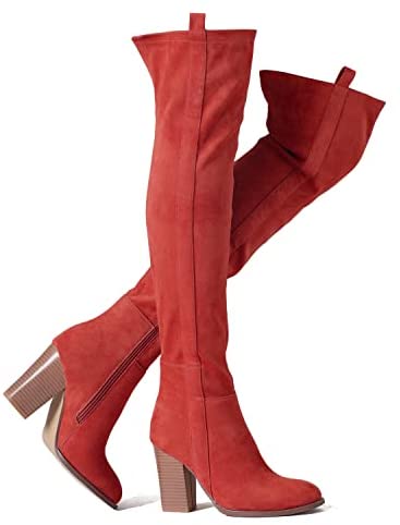 Tale Women's Suede Over The Knee Boots Pointed Toe Stack Block High Heel Comfot Winter Knee High Boots