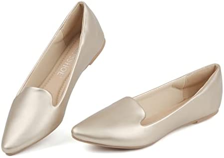 MUSSHOE Ballet Flats for Women Comfortable Women's Flats Memory Foam Slip on Pointed Toe Flats Shoes Women