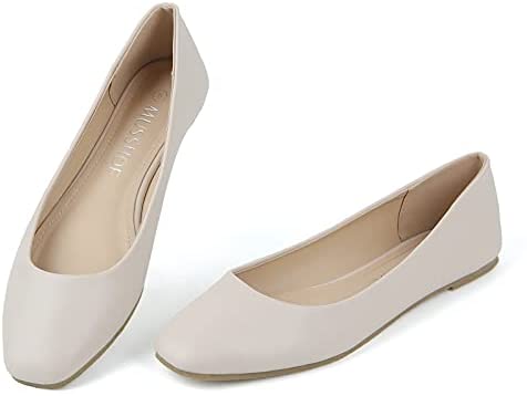 MUSSHOE Flats Shoes Women Comfortable Memory Foam Women's Flats Square Toe Casual Flats for Women Dressy