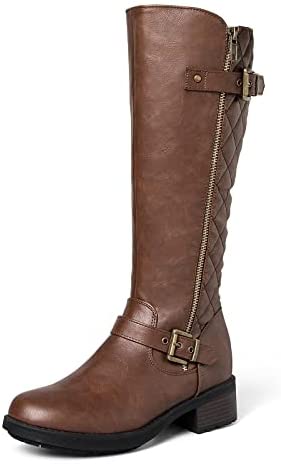 mysoft Women's Knee High Riding Boots Low Block Heel Tall Boots