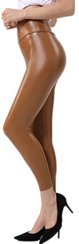 Ginasy Faux Leather Leggings for Women High Waisted Stretch Leather Pants