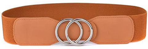 Beltox Women’s Elastic Stretch Wide Waist Belts w Double Rings Gold/Silver Buckle …