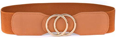 Beltox Women’s Elastic Stretch Wide Waist Belts w Double Rings Gold/Silver Buckle …