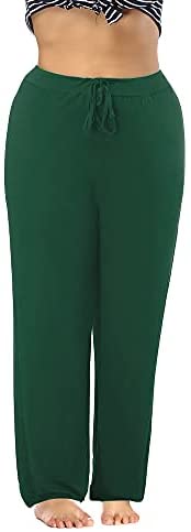 Women's Plus Size Comfy Stretch Long Pajama Pants Drawstring Sleep Lounge Pants
