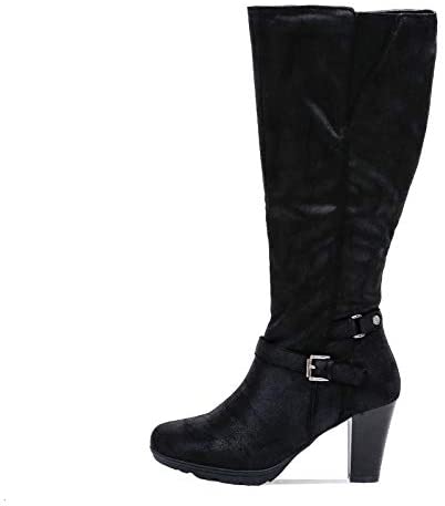 mysoft Womens Knee High Boots Wide Calf Chunky Heel Boots with Zipper