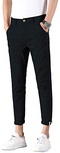 Men's Slim Fit Khaki Pants Stretch Cropped Chino Skinny Pants
