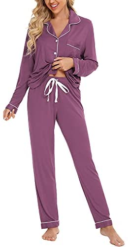 Pajamas Women's Long Sleeve Sleepwear Button Down Pj Sets Soft Loungewear Pajama Set for Women S-XXL