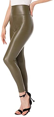 Ginasy Faux Leather Leggings for Women High Waisted Stretch Leather Pants