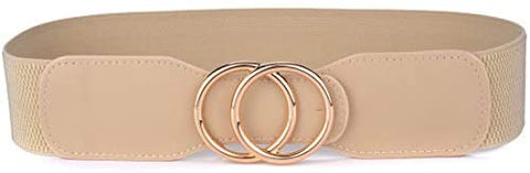 Beltox Women’s Elastic Stretch Wide Waist Belts w Double Rings Gold/Silver Buckle …