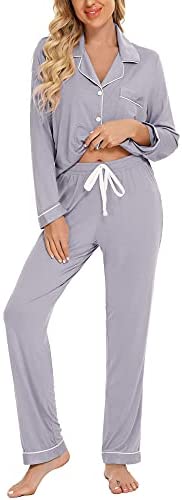 Pajamas Women's Long Sleeve Sleepwear Button Down Pj Sets Soft Loungewear Pajama Set for Women S-XXL