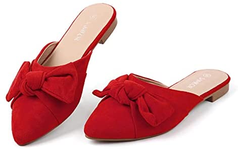 Samilor Mules for Women Flats Comfortable Slip On Pointed Toe Women's Flats Backless Loafers Casual Flat Shoes Women