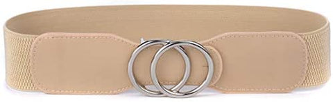 Beltox Women’s Elastic Stretch Wide Waist Belts w Double Rings Gold/Silver Buckle …