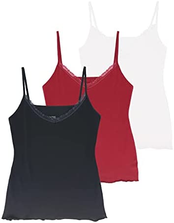 Women's Lace Cotton Lyocell V-Neck Camisole 3-Pack