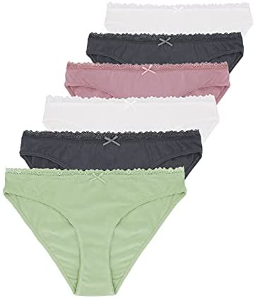 Women's 6-Pack Lace Bikini Lyocell Cotton Panties Super Soft Comftable Underwear
