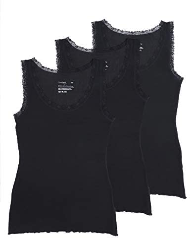 Women's Lace Tank Camisole Super Soft Slim-Fit Undershirt 3-Pack