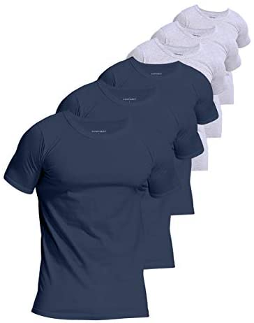 Men's 6-Pack Slim Fit Undershirts 100% Cotton Comfy Crew Neck T-Shirts