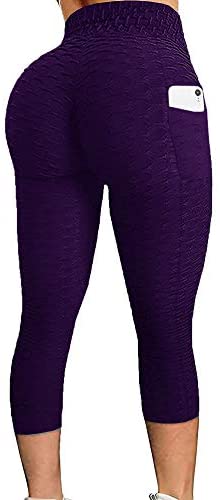Karlywindow Women's Butt Lifting Legging High Waist Yoga Pants Capri Tummy Control Scrunch Booty Legging Tights