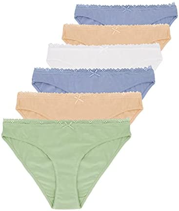 Women's 6-Pack Lace Bikini Lyocell Cotton Panties Super Soft Comftable Underwear