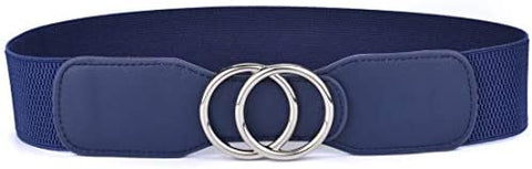 Beltox Women’s Elastic Stretch Wide Waist Belts w Double Rings Gold/Silver Buckle …