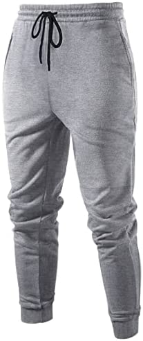 Men Joggers Sweatpant Gym Exercise Slim Fit Trousers with Zipper Pocket