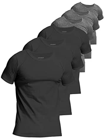 Men's 6-Pack Slim Fit Undershirts 100% Cotton Comfy Crew Neck T-Shirts