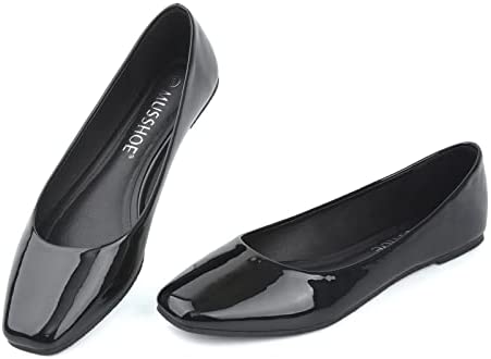 MUSSHOE Flats Shoes Women Comfortable Memory Foam Women's Flats Square Toe Casual Flats for Women Dressy
