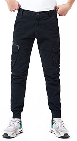 DGWZ Mens Casual Work Pants Outdoor Hiking Joggers Tapered Cotton Slim Fit Cargo Pants for Men