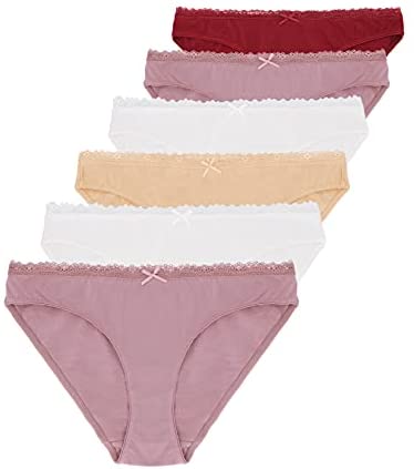 Women's 6-Pack Lace Bikini Lyocell Cotton Panties Super Soft Comftable Underwear